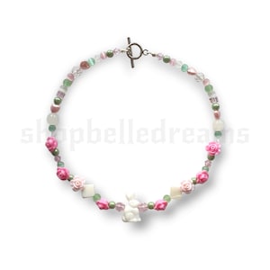 Pink and Green Bunny Beaded Necklace