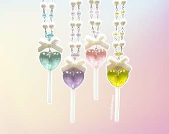 Pastel Kawaii Heart Lollipop Necklace