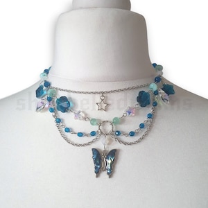 Vintage Blaue Schmetterling Clutter Halskette