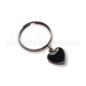 Black Heart Stainless Steel Adjustable Ring