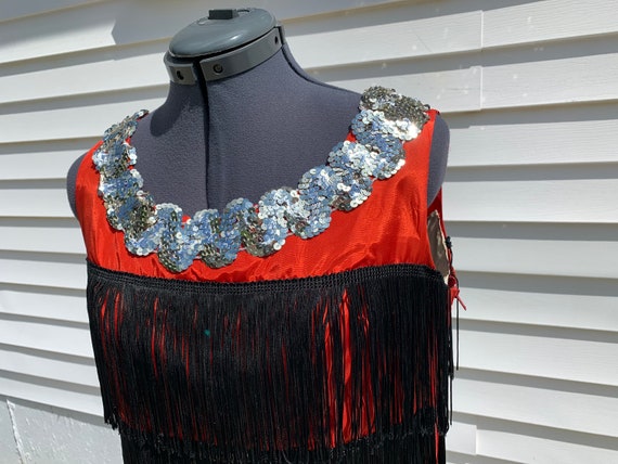 AS IS Vintage Red & Black Flapper Dance Dress, Da… - image 4