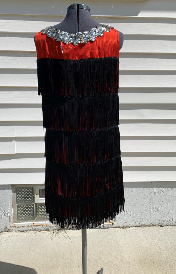 AS IS Vintage Red & Black Flapper Dance Dress, Da… - image 3