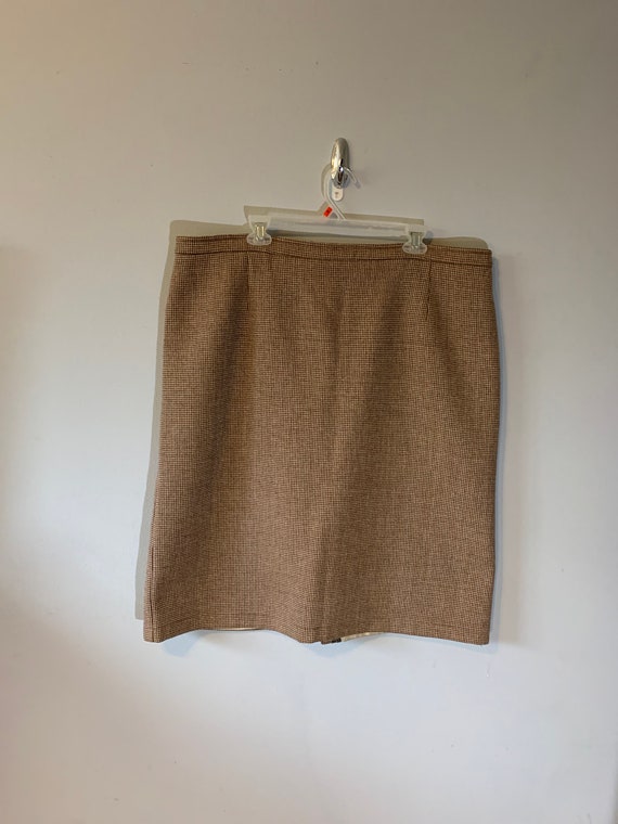 Plus-Sized Handmade Brown Wool-blend Pencil Skirt… - image 1
