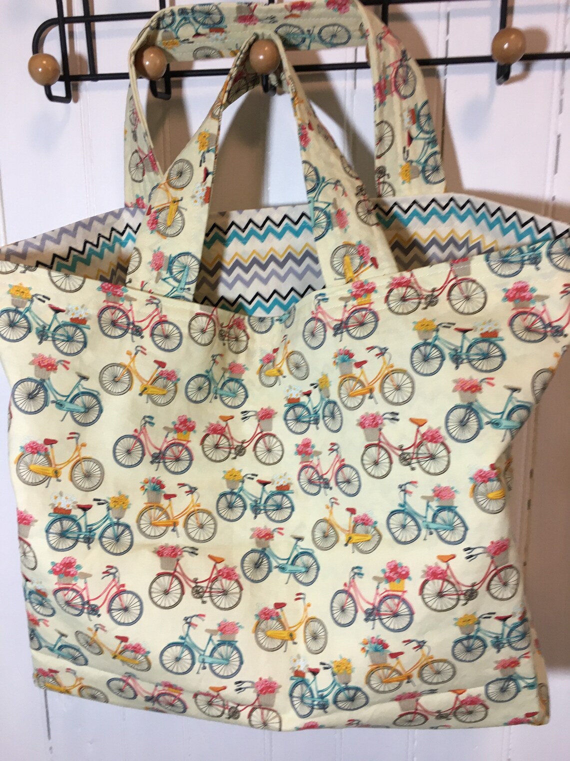 Cotton Reusable / Washable Tote Bag with Pleated Bottom and Comfy Wide