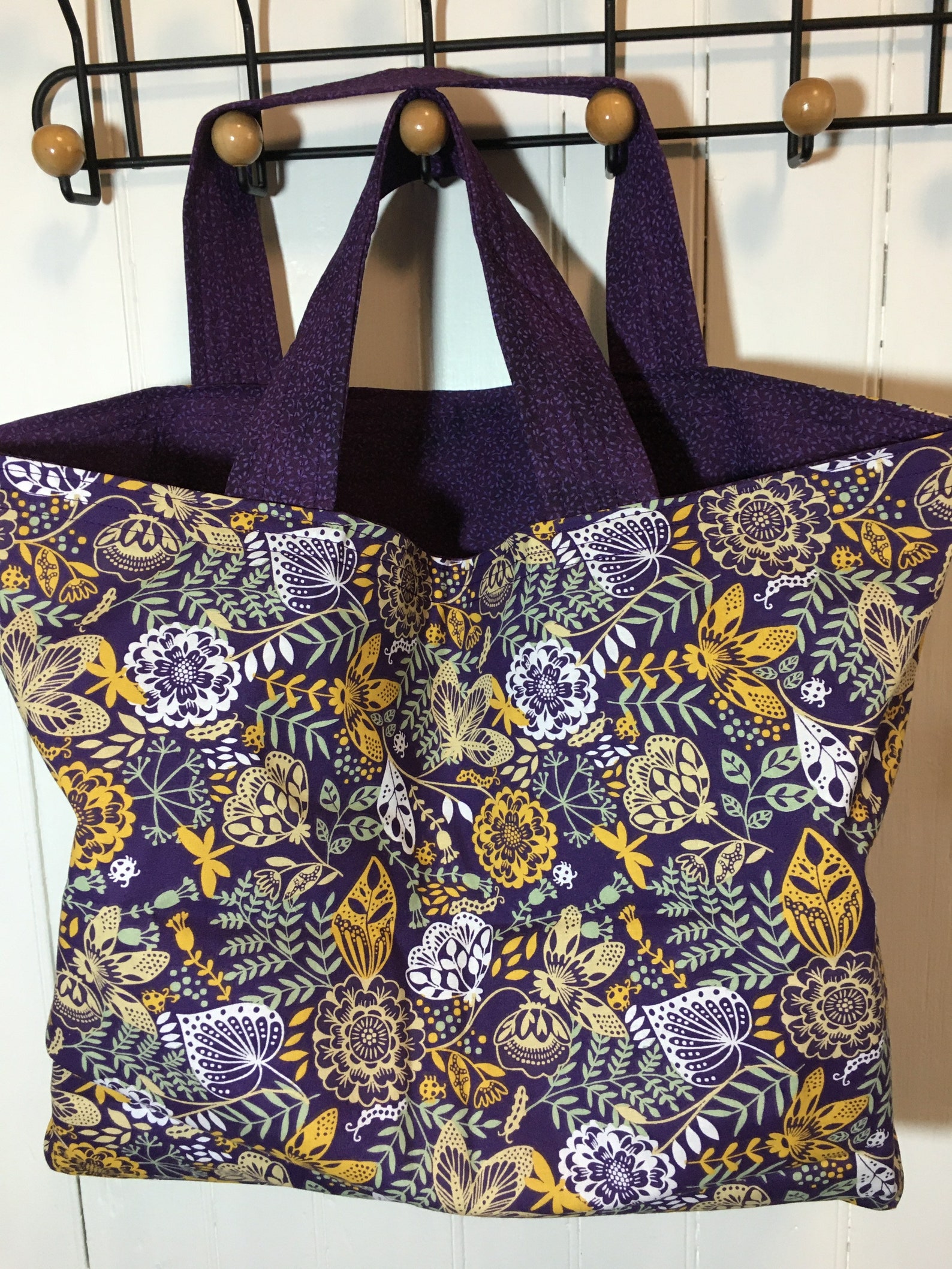 Cotton Reusable / Washable Tote Bag With Pleated Bottom and Comfy Wide ...