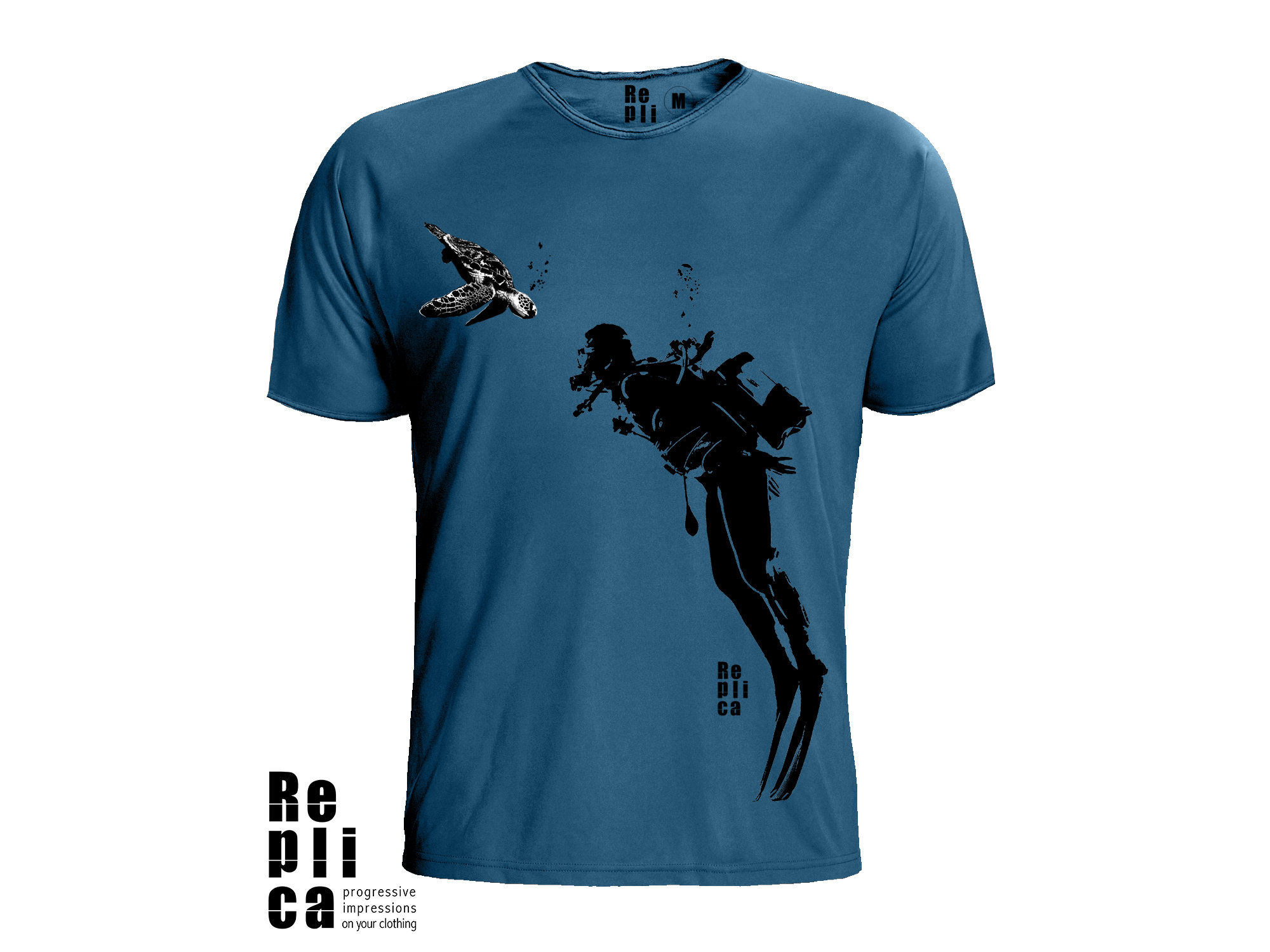 Scuba Diver Sea Turtle Organic Cotton Diving Men's T-shirt Made in