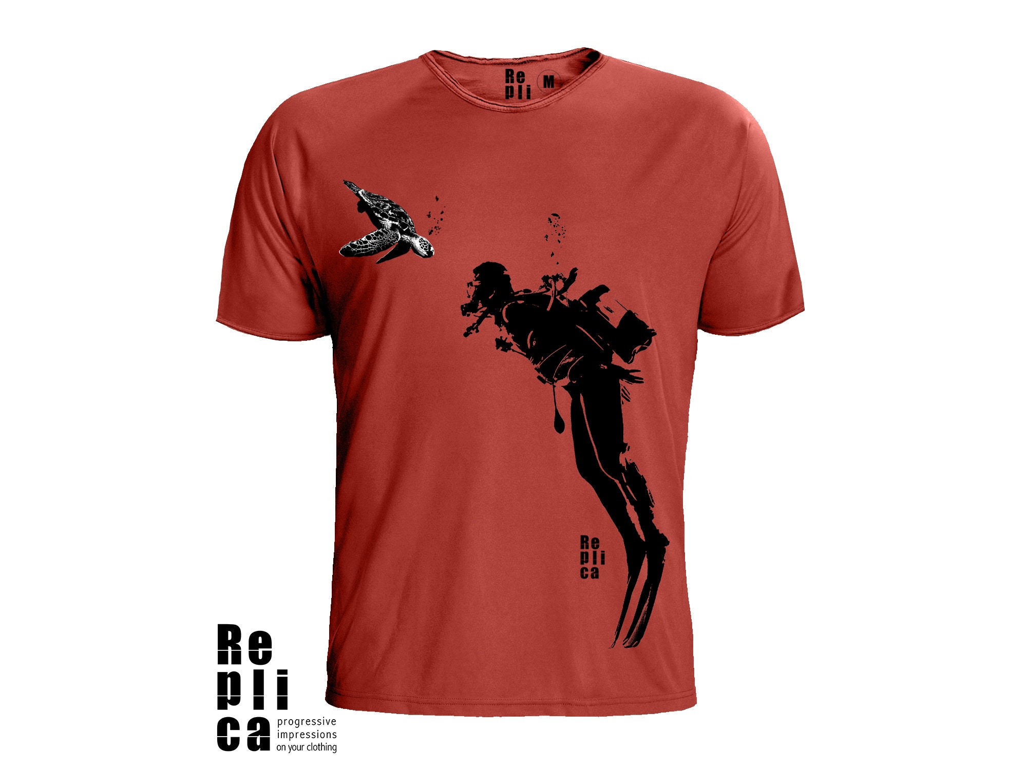 Scuba Diver Sea Turtle Organic Cotton Diving Men's T-shirt Made in
