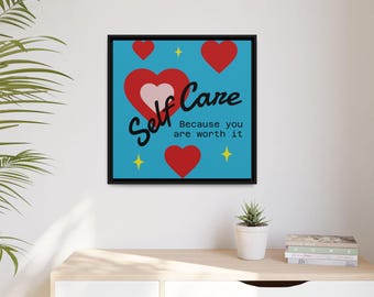 Self Care Turquoise Framed Art Print