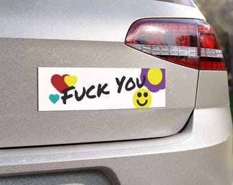 Playful Heart Smile F*ck You Car Magnet | Magnetic Bumper Sticker