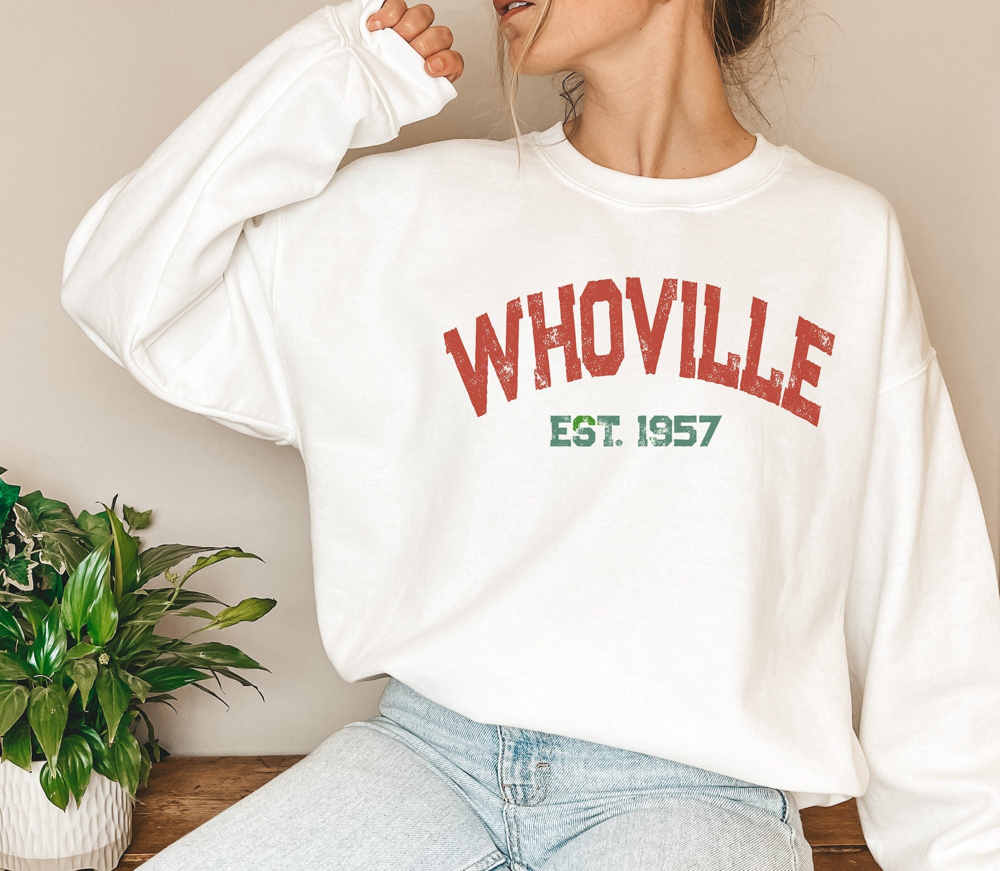 Whoville Vintage Vibe Christmas Sweatshirt Grinch Sweatshirt | Etsy