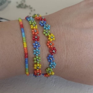 Flower Bracelet Pearls Rainbow | Forget-me-not | Daisy Bracelet