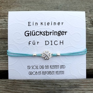 Lucky Charm Armband Zilver 925 Klaverblad Verstelbare Set met Saying Folding Cards | aanpasbare tekst, kleur en grootte