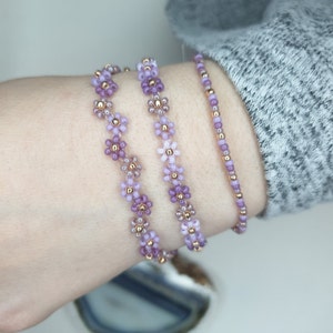 Purple flower bracelet beads | Forget-me-not | Daisy bracelet