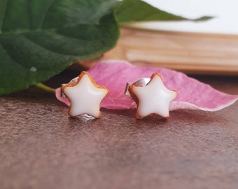 Ohrstecker Stern Zimtstern Silber 925 Sterlingsilber Xmas Weihnachten Gebäck Cookies Miniatur Lebkuchen Keks Weihnachten Polymer Clay klein