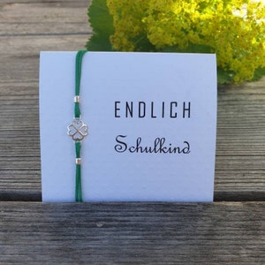 Einschulung schoolkind armband zilver 925 set verstelbaar op de vouwkaart tekst, kleur en maat aanpasbaar
