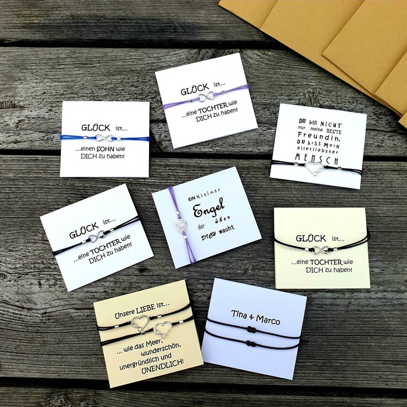 color and size customizable Mother Daughter Aunt Girlfriend Sister Bracelet Set Adjustable silver 925 on folding card text