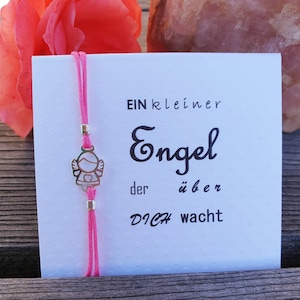 Beschermengel Angel Zilver 925 Armband Set verstelbaar op vouwkaart Tekst, kleur en grootte aanpasbaar