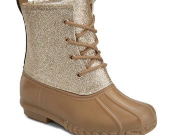 Girls Gold Glitter Duck Boot