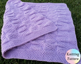 Reversible Baby Blanket Knitting Pattern, Easy Knit (PDF Pattern)