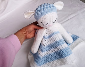 Crochet Sheep Lovey Pattern, Amigurumi Lamb Security Blanket (Digital Download)