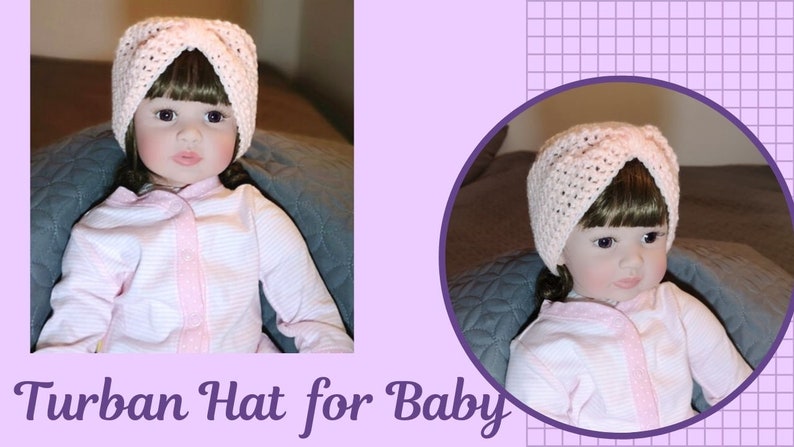 Crochet Baby Turban Hat Pattern. Crochet Hat. Crochet Bonnet. PDF image 8