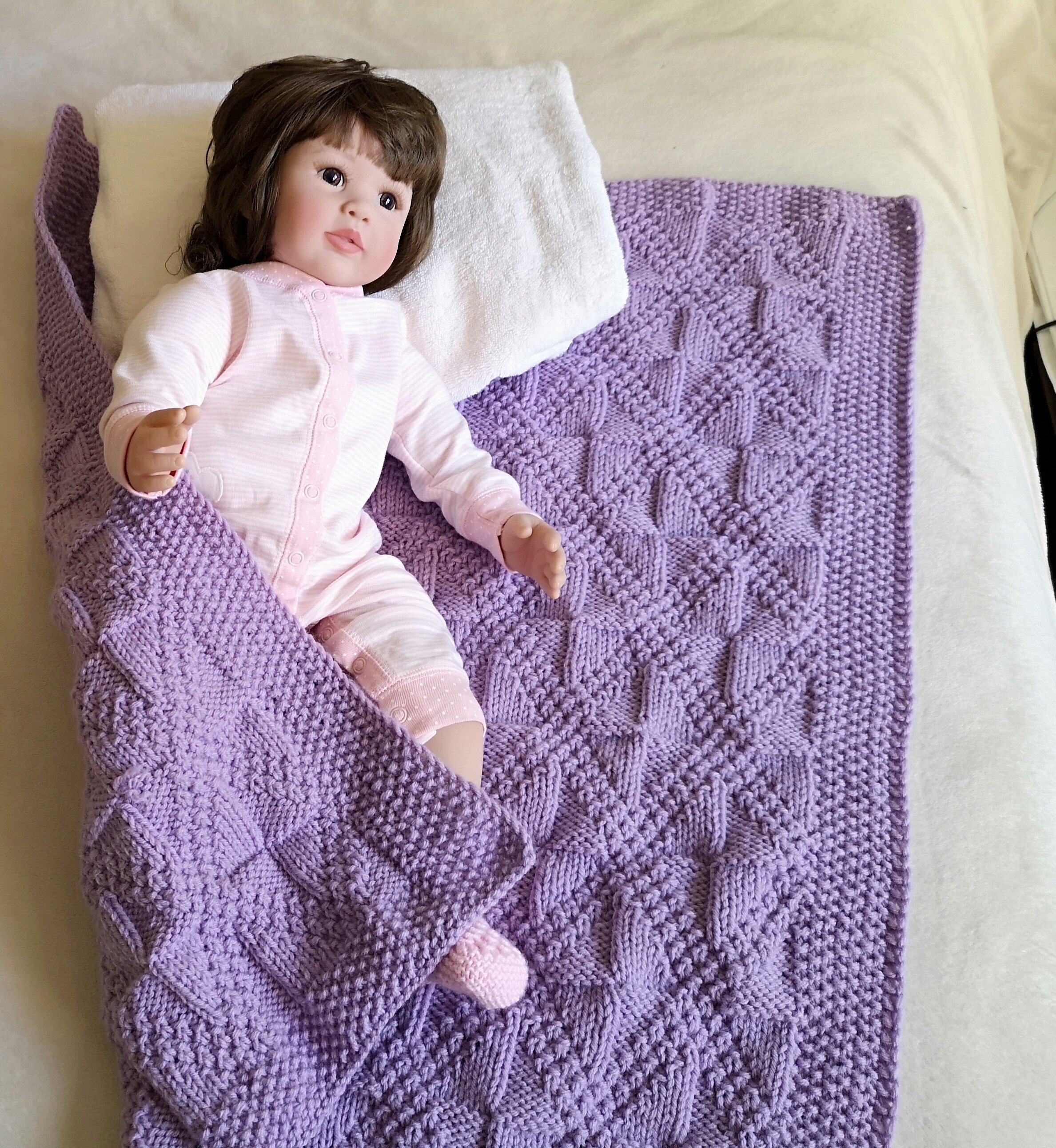 Reversible Baby Blanket Knitting Pattern Easy Knitting Etsy