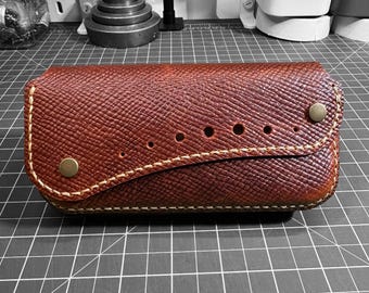 Sun Glasses Case - Genuine Caramel Tan 1.8mm Charles F Stead Chrome Tan Leather