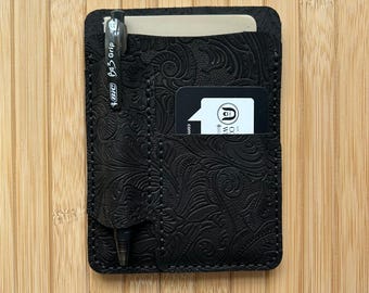 Genuine Western Floral - Black, Leather pocket notebook Journal