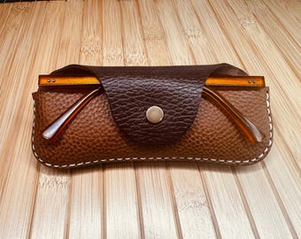 Glasses Case - Genuine three colour Bubble vegetable tan leather