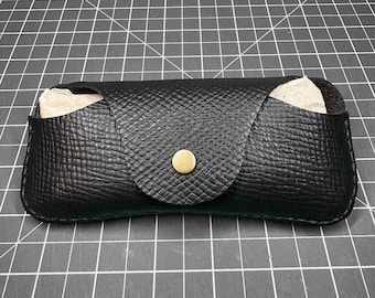 Glasses Case - Genuine Bitter Chocolate Charles F Stead Leather