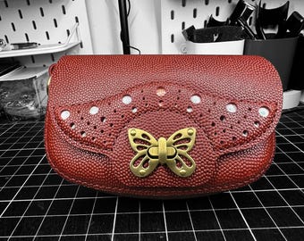 Butterfly Clasp small leather handbag - Red Horween Basketball leather