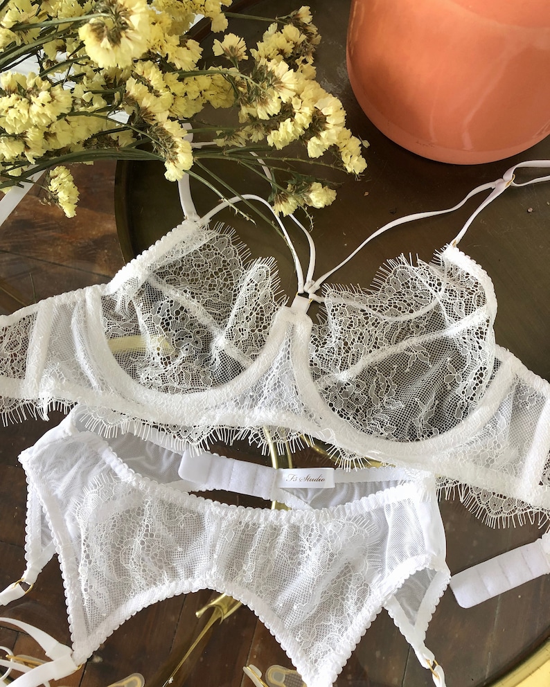 Wedding lingerie/ lace lingerie / white lingerie/wedding bra / Etsy