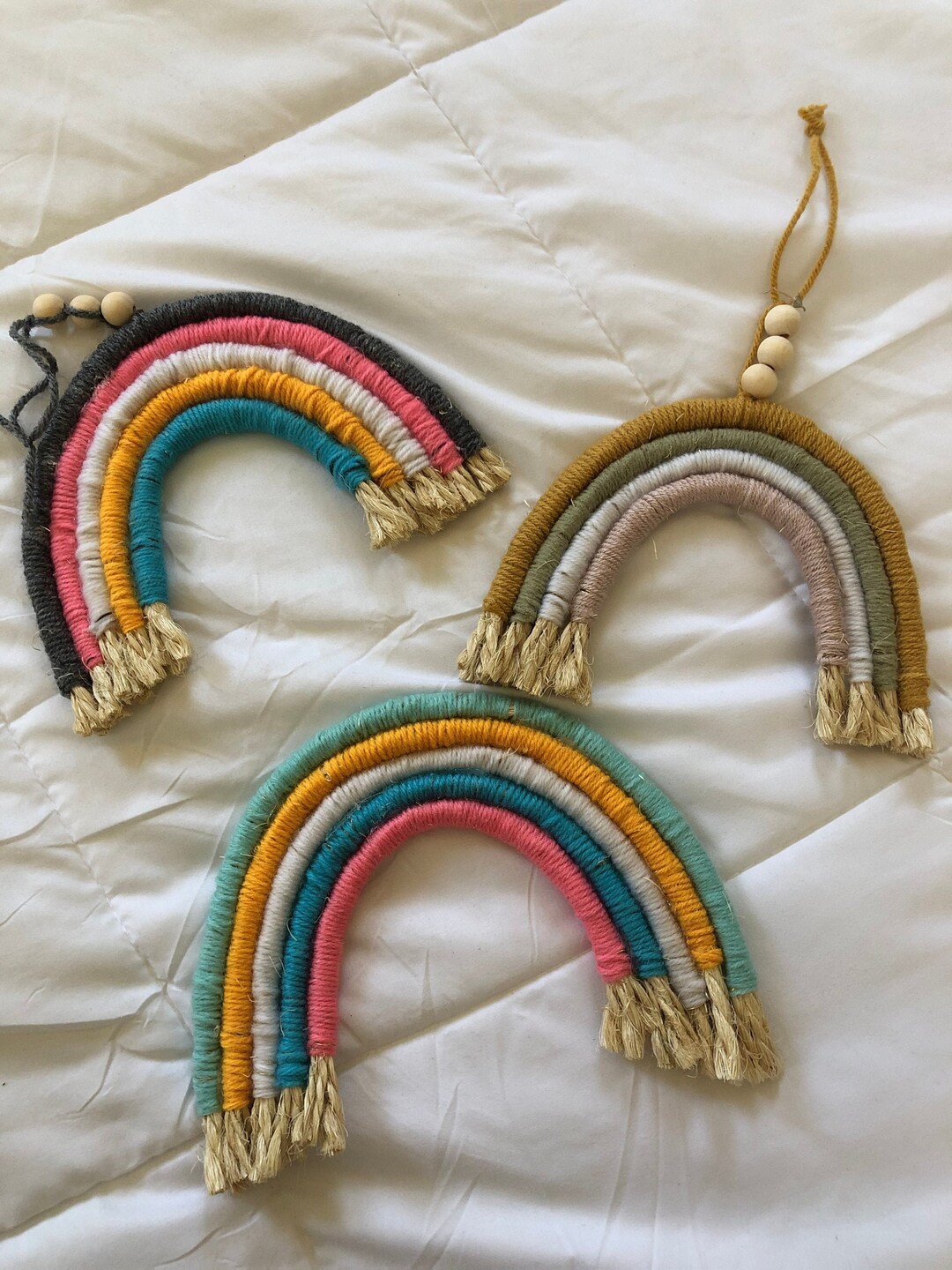 Woven Wall Hanging Rainbow HANDMADE Boho Chic Bohemian Room Etsy