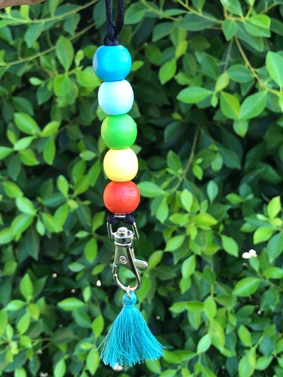 Rainbow lanyard, wood bead rainbow lanyard, Teacher Lanyard, ID holder,  teacher gift, back to school, nurse lanyard, bubblegum lanyard