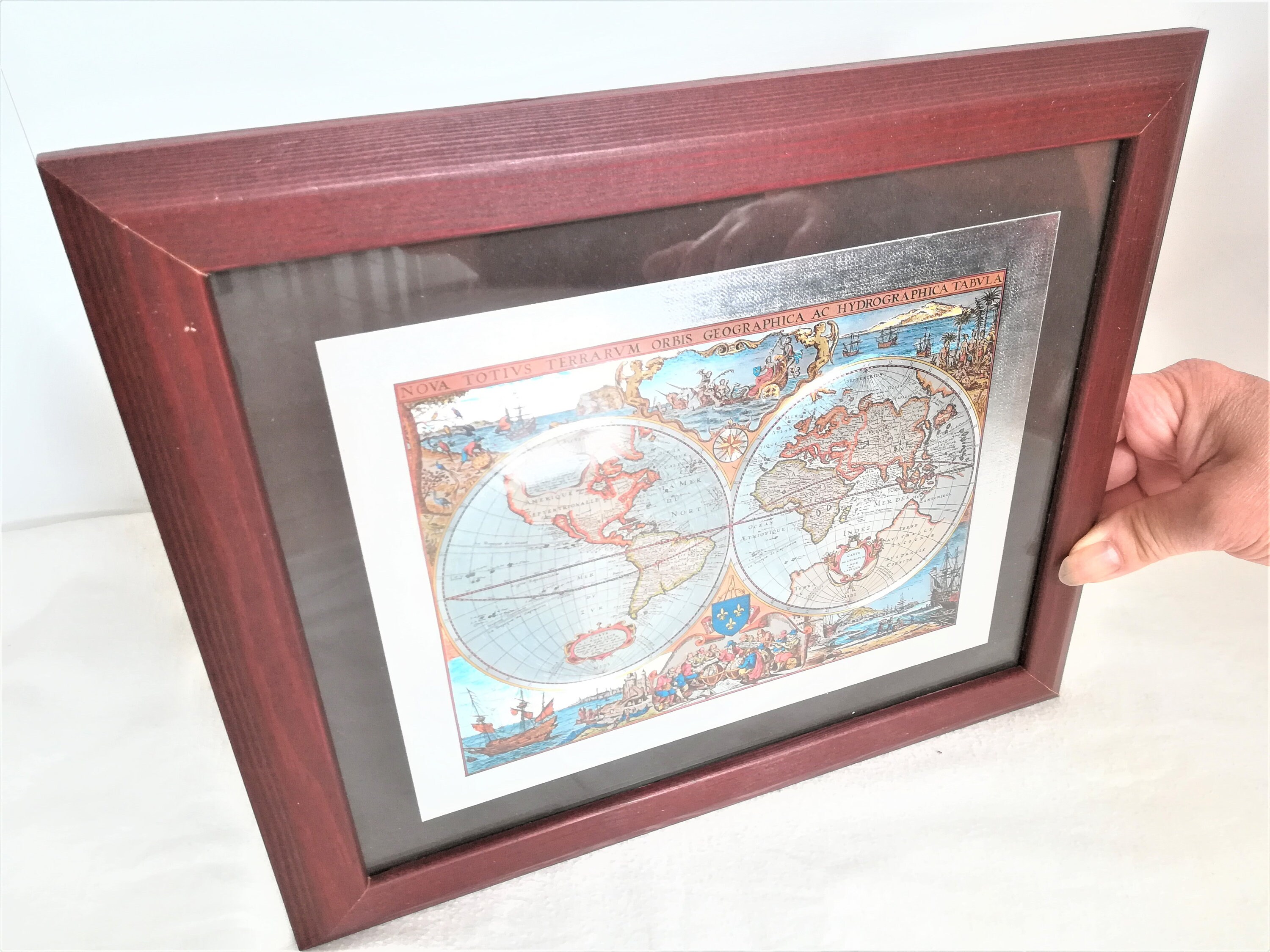Vintage Glass Framed Globe Wall Hanging Picture Including Frame Etsy