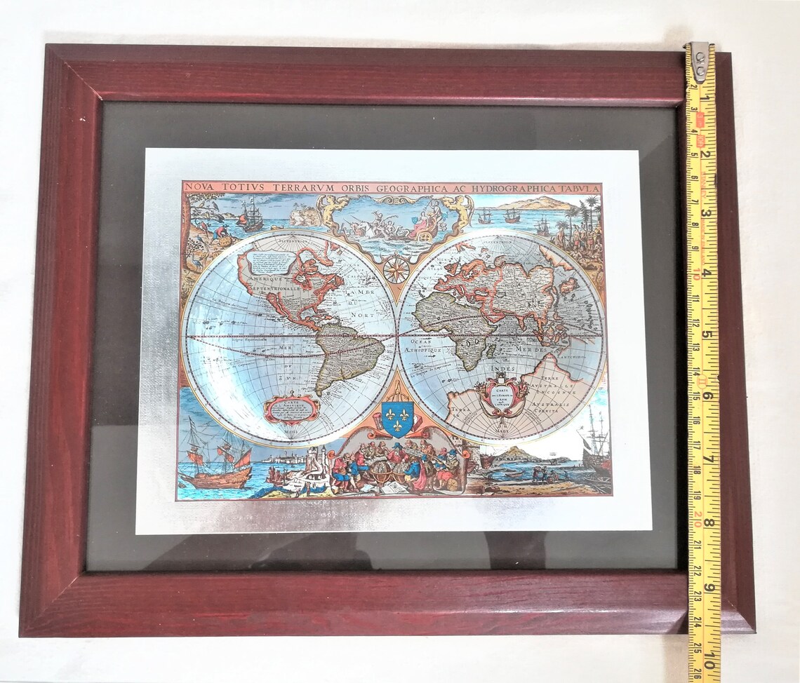 Vintage Glass Framed Globe Wall Hanging Picture Including Frame Etsy