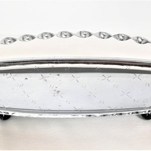 Vintage metal serving tray with folding handle fruit tray used