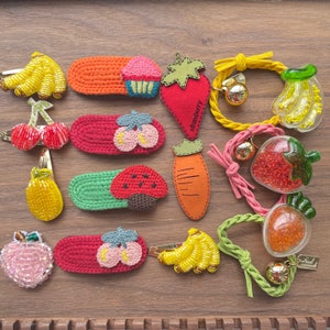 Girls' Braided Fruit Hair Clip or Tie: Cherry, Pineapple, Strawberry