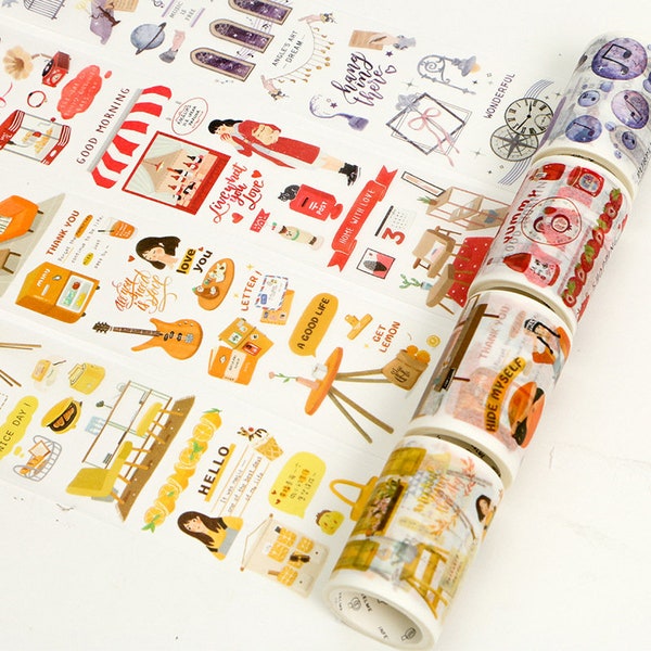Ruban de papier original 6 couleurs ensemble complet de bricolage peinture décorative ruban transparent pour concevoir votre carte de vœux agenda brochure décoration