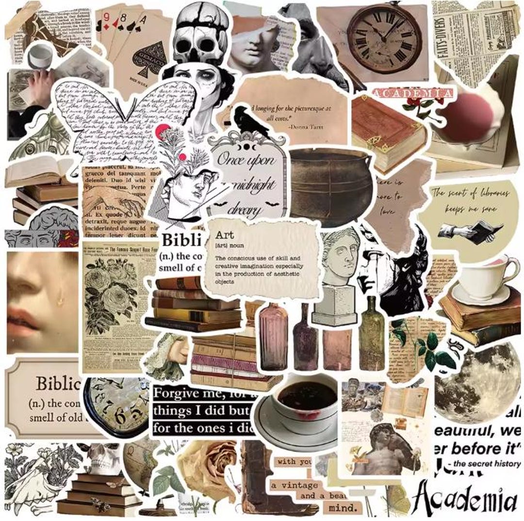 Dark Academia Sticker Pack: Mystery Girl Theme, Scrapbooking Decals - Etsy