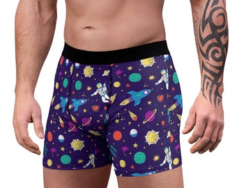 Cute Spacemans Flying in Outer Space Mens Underwear Fashion Boxer Brief