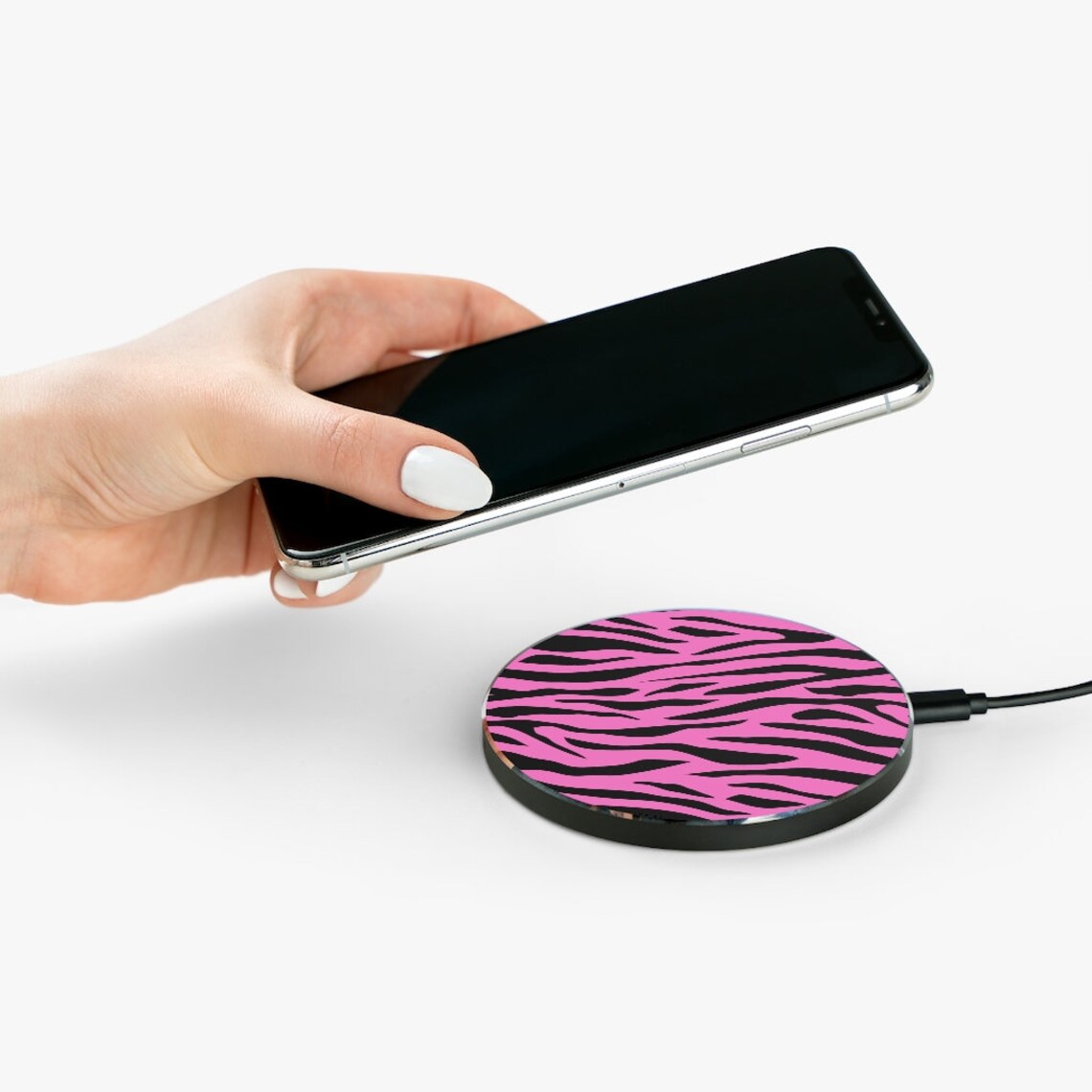 Pink Zebra Animal Print Wireless Charger Cell Phone Charger Etsy