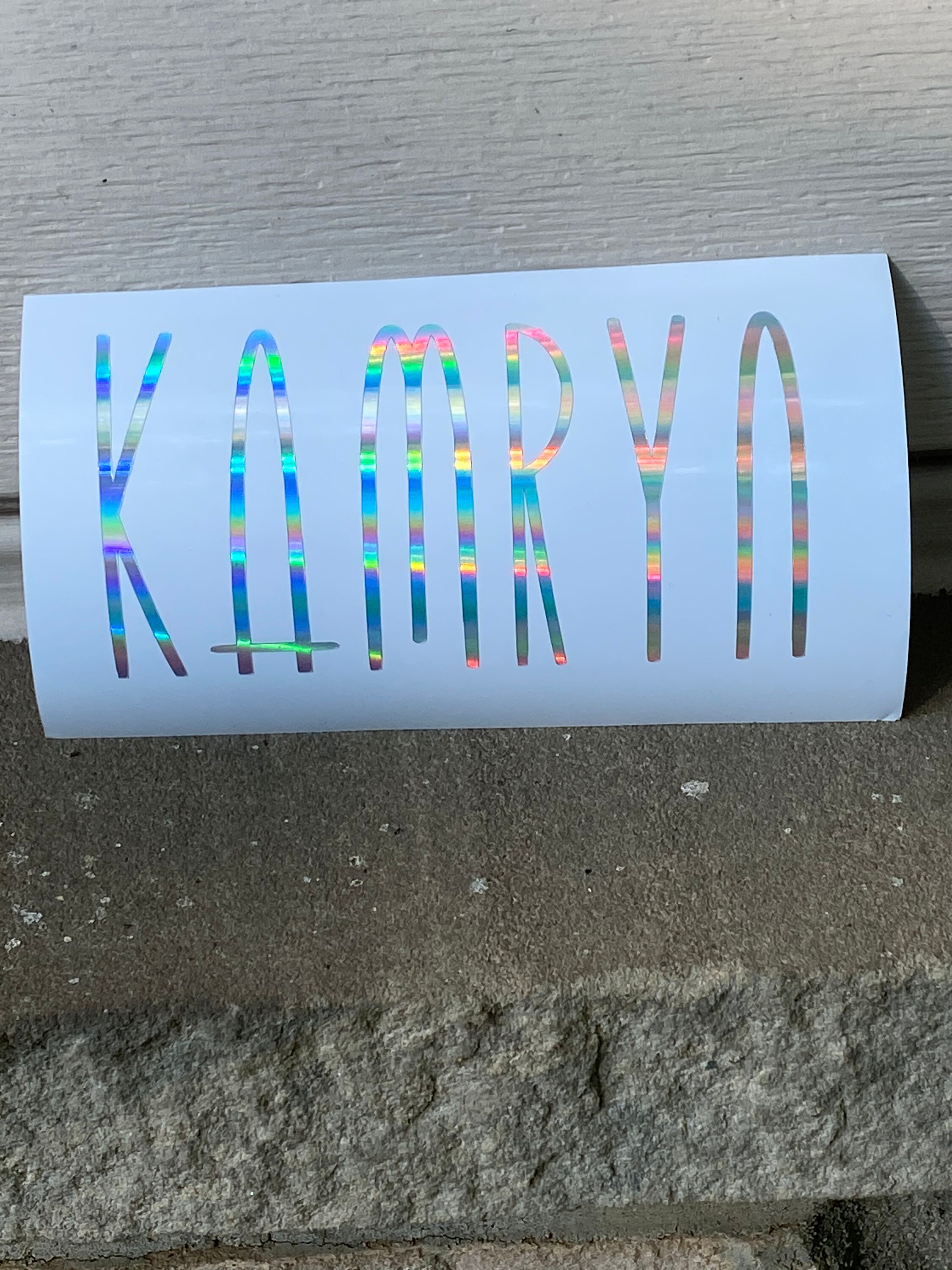 Holographic Name Sticker Personalized Name Decal Etsy