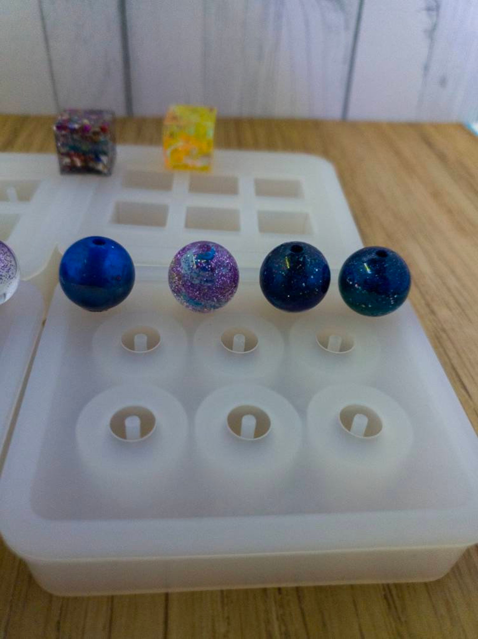 Silicone resin bead molds round and square molds uv resin Etsy