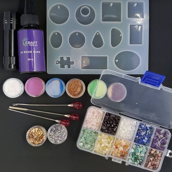 UV Harz Edelstein schmuck starter kit, Halsketten und anhänger chakra bastelset, versandkostenfrei!