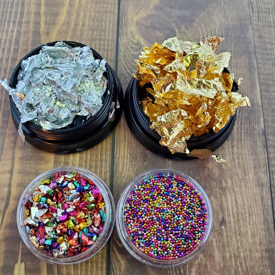 Crushed Glass for Nails or Resin Gold Flakes Silver Flakes - Etsy