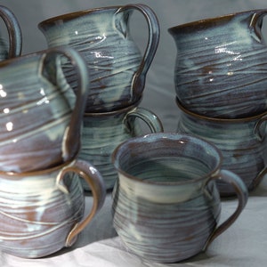 Cup / mug ceramic handmade handmade various glazes blue red green brown effect glazes, coffee mug, coffee pot, tea pot image 8