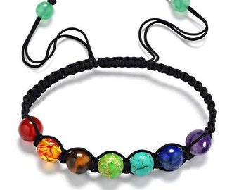 Seven Colour Chakra Bracelet treatment Reiki stone prayer balance beads bracelet for women