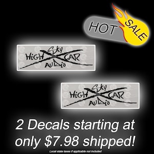 Sky High Car Audio SHCA Logo (2) Vinyl Decals - Free upgraded shipping and REAL USPS tracking included in price - Best value on Etsy