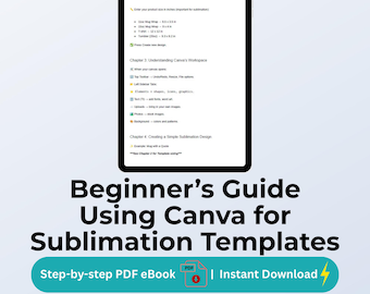 Guia para iniciantes sobre como usar o Canva para sublimação | E-book em PDF para impressão | Tutorial passo a passo para modelos de canecas e copos